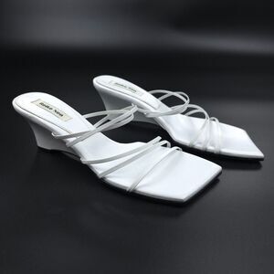 REIKE NEN 5 Strap Wedge Heels White Leather 90s Minimal Y2k Clean Girl Modern 6